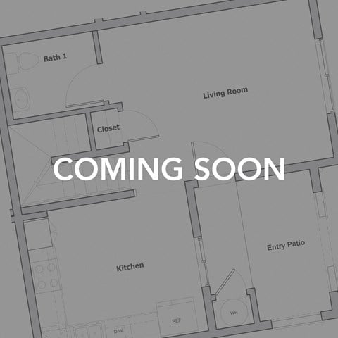 Floor plan for 1 bed, 1 bath, 840 sqft